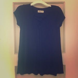 Hollister short sleeve lace up neck shirt